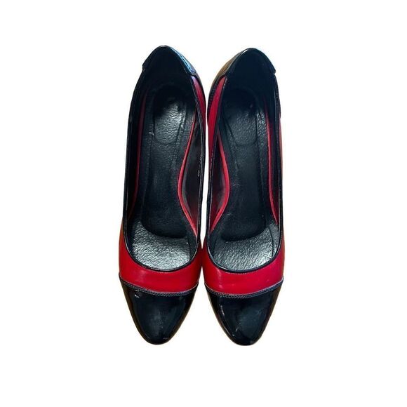 Ver Giovanni red leather & black patent leather Italian classic pumps size 39 - Picture 5 of 9